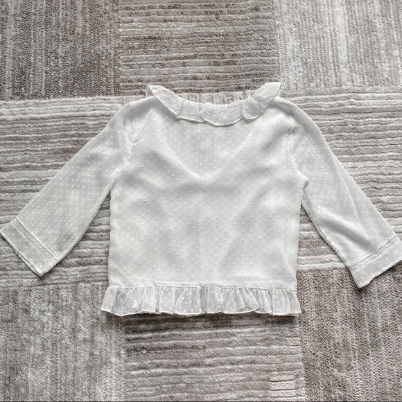 Zara White Ruffle Blouse - Picture 2 of 7